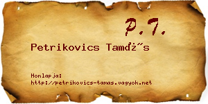 Petrikovics Tamás névjegykártya